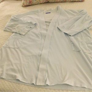 p. jamas Blue Pima Cotton Wrap Robe